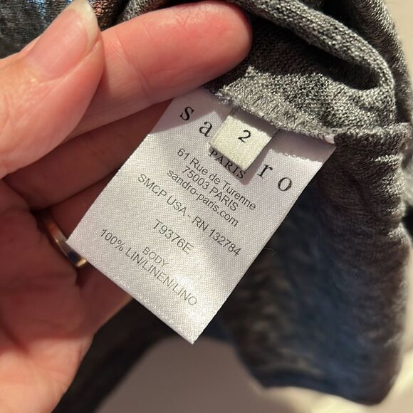 🎀Sandro metallic silver linen t shirt size 2 small euc - Picture 5 of 10